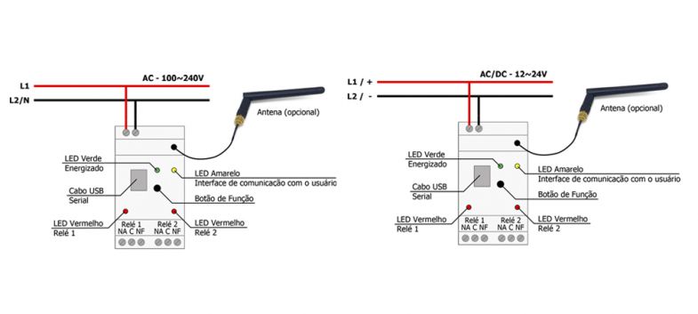 Esquema de ligação Programador Horário Wifi